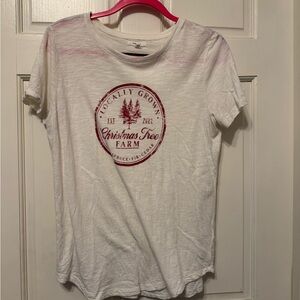 Maurices Cream Tee with Red Christmas Graphic